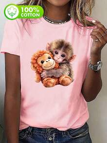 PUNCH MONKEY, Camiseta Casual con Estampado de Mono para Verano - Multicolor - Ver 5