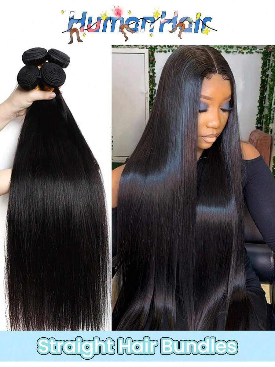 1束直发巴西直发人发编织发束天然黑色真人发束未经加工的雷米发接发 - Natural Black - 查看 1