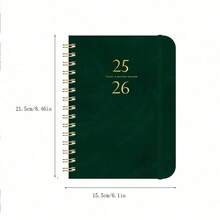 1pc 2025-2026 Weekly & Monthly Planner Notebook, Leather Spiral Bound Agenda, Office Diary, Student Writing Memo Pad, Calendar - 25-26mm Notebook - View 10