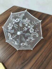 1pc Vintage Lace Umbrella To Create Dreamy Ambiance, Handmade Embroidered Decor Umbrella, Portable Mini Umbrella, Elegant Floral Golden Decor, Durable Photography Prop Suitable For Model Shoots - Multicolor - View 10