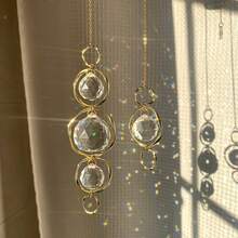 Móc treo trang trí hình học 3 vòng/5 vòng, tạo cầu vồng, lăng kính pha lê, đồ trang trí phòng, quà tặng lý tưởng cho người thân yêu, trang trí không khí lễ hội. - Ba vòng tròn không đều - Xem 2