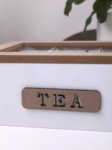 1pc Modern Minimalist Design White Elevated Wooden Tea Box, 4/6/9 Compartments Tea Bag Organizer, Coffee Bag Storage Box With Glass Display Window, Suitable For Tea Room, Coffee Shop, Pantry, Living Room, Dining Room - Multicolor - View 11