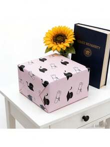 20pcs/Pack Pink Graduation Cap Wrapping Paper, Graduation Gift Packaging Paper, Jelly Membrane Gift Wrapping Paper With Graduation Cap, Degree Cap And Tassel Pattern, Colorful Back To School Bouquet Paper, Suitable For Graduation Gifts, Party Decorations - Multiple Styles - View 8