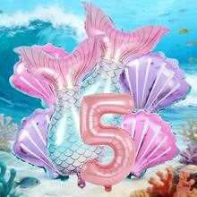 1 Set Meerjungfrau Themen Party Dekorationen, beinhaltet 32" rosa Nummer Ballons, 32" Fisch Ballons, 22" Muschel Ballons, geeignet für Mädchen Geburtstags Party, Prinzessin Themen Baby Shower, Abschlussball, Feierlichkeiten - Übersicht 8