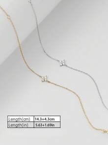 1 Piece S925 Sterling Silver Four-Leaf Clover Chain Bracelet,Gold Bracelet, Women's Bracelet,Classic Four-Leaf Clover Zirconia Bracelet,Suitable For Everyday Wear - Multicolor - View 2