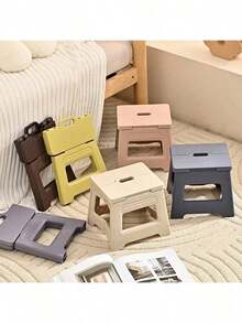 Lightweight Durable Foldable Stool With Handle - Ideal For Kitchen, Bathroom, Camping, Hiking, BBQ - Multicolor - View 5