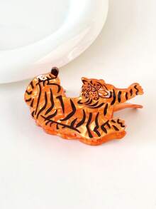 1pc Women's Animal Series Acetate Hair Claw Clips, Tiger, Cat, Hair Claw, Suitable For Daily Use - Multicolor - View 2