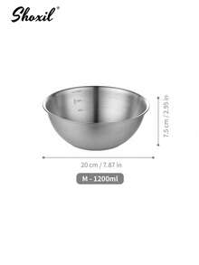 shoxil 1 pièce Set de plateau et bol en acier inoxydable, 5 tailles disponibles, grande capacité, convient pour la salade, la préparation des légumes, le pétrissage de la pâte - Bol - Voir 12