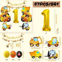 37 piezas Juego de globos de construcción, incluye globos de número de lámina de 32 pulgadas, adecuado para decoración de fiesta de cumpleaños, baby shower - Ver 7