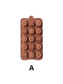 Meoky 1pc Silicone Chocolate Mold, Non-Stick Candy Mold, Suitable For Chocolate, Candy, Jelly, Butter, Flower Shapes - View 9