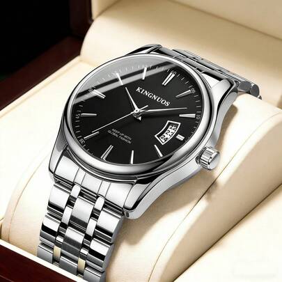 Fashionable High-End Appearance Men's Watch With Calendar Function, Stainless Steel Strap, Non-Fading, High-Quality Quartz Watch, Casual Sports Watch, High-End Luxury Men's Business Watch, For Daily Wear, Suitable As Gifts For Valentine's Day, Father's Day, Teacher's Day, Birthday, Graduation, Wedding Souvenirs