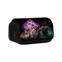 1个双层铅笔盒，学生印花大容量文具袋，返校季，完美节日礼物，送给粉丝和朋友的礼物（款式随机） - 彩色 - 查看 4