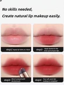 OEIEZ Cọ môi mini bằng silicon, mềm mại và mượt mà, dùng để tán son môi, son dưỡng và son bóng, hợp vệ sinh và dễ làm sạch, dụng cụ trang điểm môi di động. - màu đen - Xem 4