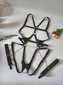 朋克风皮革腰带 女士身体链腰带 哥特风束缚内衣 情趣内衣吊带袜 - 黑色LT-072 - 查看 5