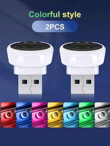2 piezas Luces de ambiente USB para coche, Luces decorativas LED portátiles mini, Luces de modelado de ambiente para fiestas, Adecuadas para accesorios interiores de automóviles, RGB/Azul/Blanco/Rojo - 2 piezas - Ver 14