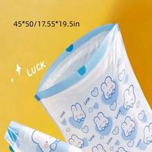 500pcs/Roll Cute Rabbit Drawstring Trash Bags, Suitable For Office And Home Use, Thickened Large Garbage Bags With Handle - Random Delivery - View 3