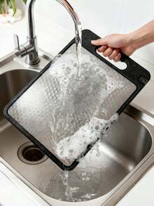 Stainless Steel Cutting Board, Kitchen Chopping Board, Hanging Chopping Board, Non-Slip Diamond Pattern Design, Anti-Scratch Grid Design, Juice Groove, Stainless Steel And PP Material, Mother's Day Gift, Ideal Gift - Black - View 10