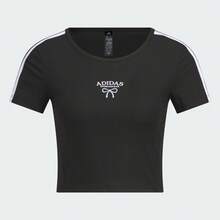 Adidas Women's Dance Tee Short Sleeve T-Shirt, Knit Collarless Short TKE5791 - Black - View 1