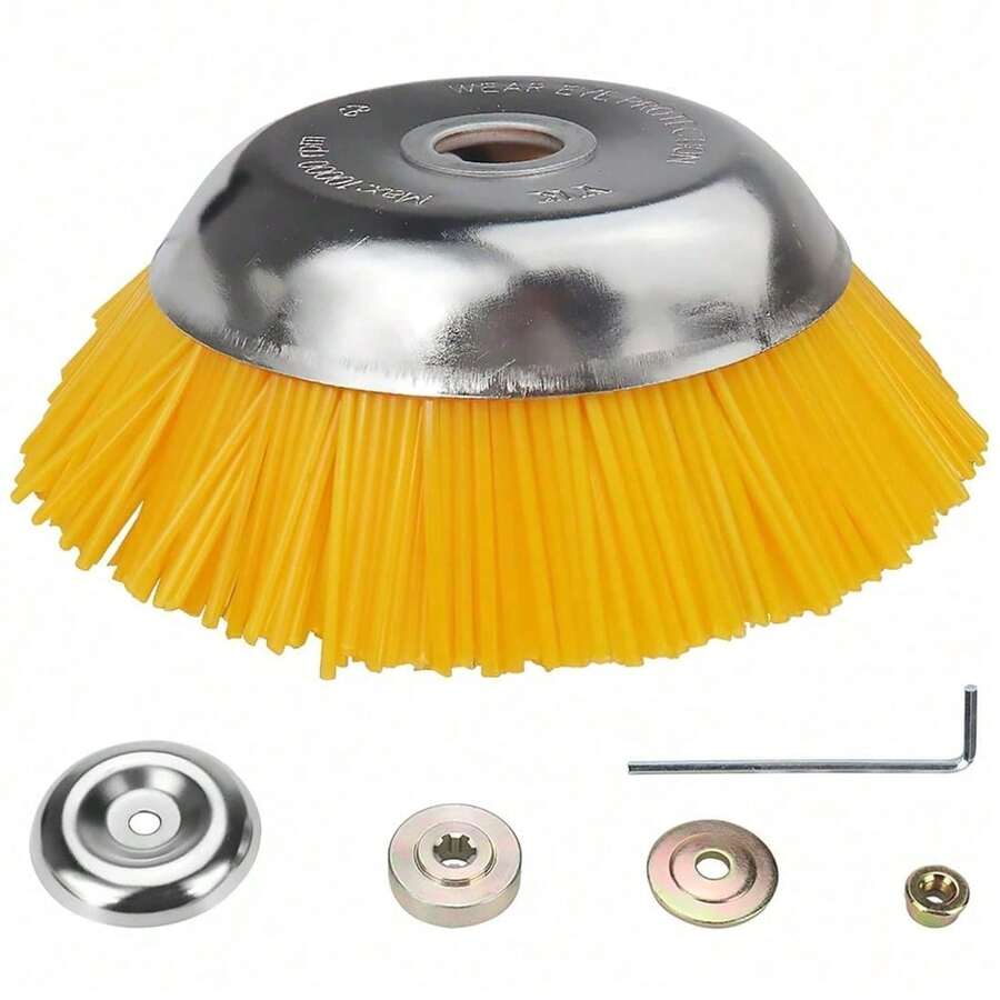 8 Inch Nylon Brushcutter Strimmer Brush Head For Moss And Path Removal UK - A - View 1