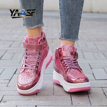 升級版高端兒童輪滑鞋，時尚酷炫行走鞋，兒童與青少年運動鞋，具備行走與滑行功能，飛行鞋，行走鞋，戶外運動輪滑鞋，超酷冰鞋，適合男孩與女孩，輕量舒適運動鞋，兒童生日禮物，防翻滾強化鞋底 + 穩定支撐，透氣舒適鞋面，輕量耐用，街頭風格，適合學校、戶外與日常穿著，讓父母安心 - 西瓜粉 - 查看 7