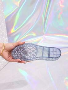 Dép xăng đan đế bằng đính pha lê, dép đi biển thời trang dành cho nữ. - màu đen - Xem 7