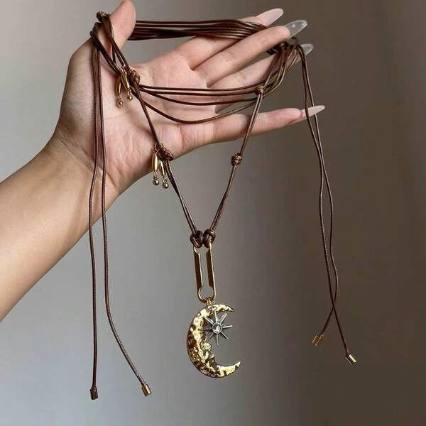 Bohemian Fashion Pearlescent Two-Tone Effect Coffee Long Necklace