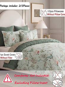 浅绿色水彩风格树叶鸟图案枕套套装(2件/3件),包含1个枕套和2个枕芯套,采用优质聚酯纤维制成,柔软亲肤,适合卧室(主卧)、客房(次卧)等各种场合,四季皆宜,也是一份不错的礼物。 - 彩色 - 查看 3