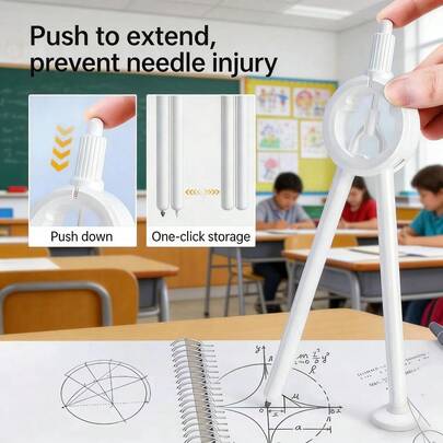Innovatieve 2-in-1 praktische passerpen, meerkleurig kantoorartikel, handig voor examens, het tekenen van cirkels, essentieel voor leerlingen van de basisschool en het voortgezet onderwijs