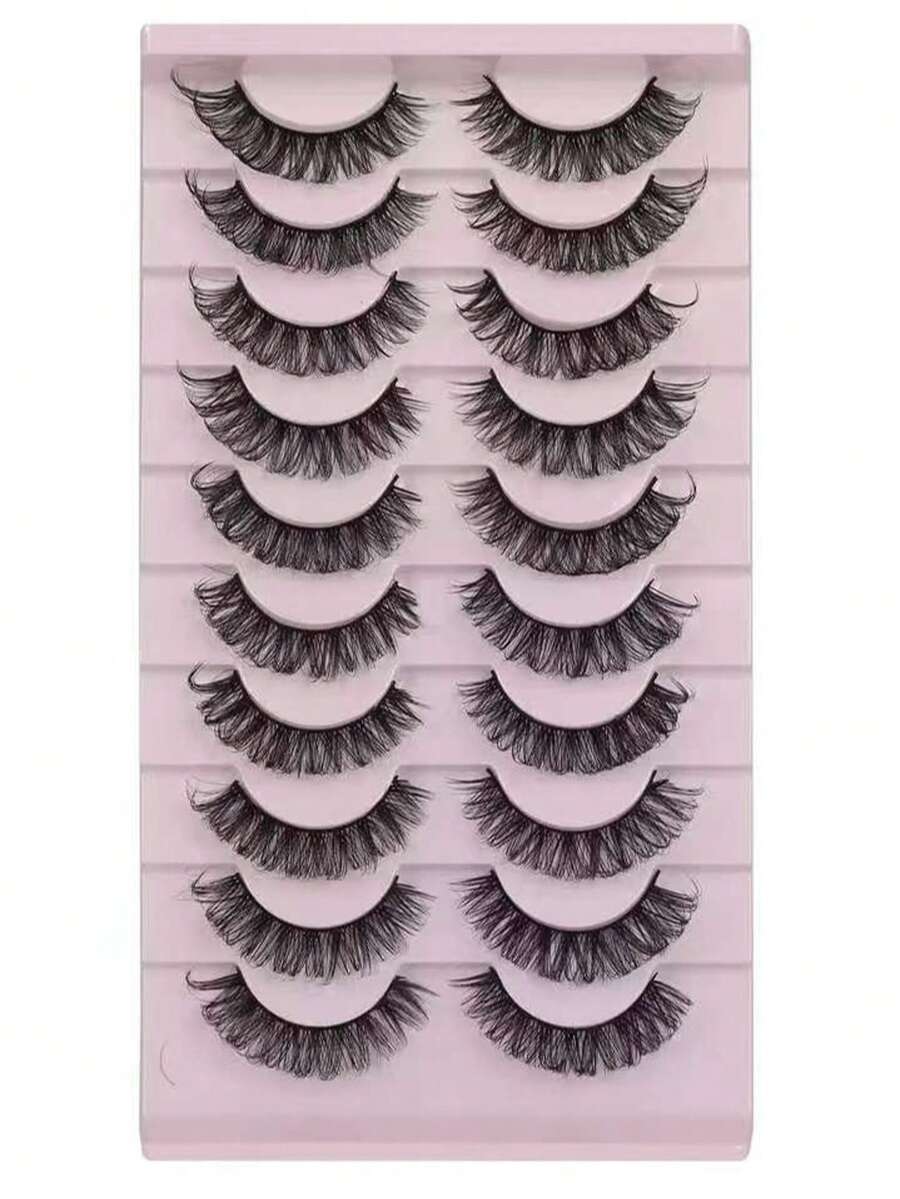 10 Pairs Criss-Cross False Eyelashes, Suitable For Daily Wear - Black - View 1