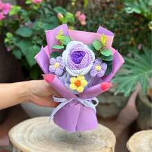 创意花束，手工编织玫瑰向日葵花束，人造玫瑰花束，情人节、圣诞节、婚礼、母亲节、教师节、新年、生日、毕业典礼礼物（含礼盒） - 彩色 - 查看 3