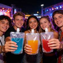 5/10/50pcs Disposable Transparent Stand-Up Pouches With Spout, Portable Drink Pouches For Music Festivals Outdoor, Hands-Free Leak-Proof Juice Bags - View 2