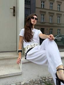 1条2026款简约波点印花头巾，新款，春季头巾，女士多功能腰带配饰，时尚围巾，可作飘逸发带和头饰 - 彩色 - 查看 4