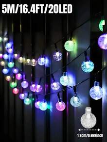 1入 太陽能水晶球燈串 -20/50/100LED, 8種照明模式, IP65防水花園燈, 適用於庭院、花園、門廊、陽台、派對、聚會、露營、涼亭、小型酒吧、商業、樹木、婚禮、復活節、節日裝飾 - 泡泡球 - 查看 17