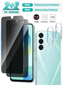 四合一 Galaxy A16 5G 防窥屏幕保护膜，两片装，包含 1 张防窥屏幕保护膜和 2 张摄像头镜头保护膜。全覆盖，防窥钢化玻璃，9H 硬度，兼容 Galaxy A17/A15/A13/A12/A56/A36/A26/A25/A35/A54，无气泡，易于安装，手机配件，兼容手机壳。 - 黑色 - 查看 35