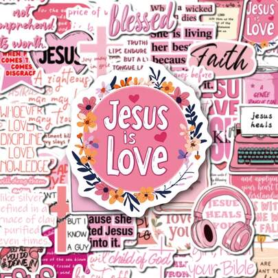 50 PCS Jesus Is Love Christian Stickers, Inspirational Faith Stickers For Women, Religious Scripture Decals For Water Bottles, Laptops, Phone Cases, Journals, Planners, Bible Covers, Christian Gifts For Church Members, Bible Study Groups, Daily Devotion, Encouragement Decor