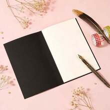 A5 Blank Black Cardstock Notebook, 368 Pages High Capacity, Minimalist Writing Journal - Black - View 4