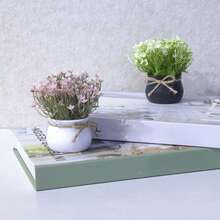 1pc/2pcs Spring Mini Artificial Plant Potted, Home Decor Fake Flowers, Decoration For Dining Table/Desk/Vanity - MultiWarna - View 1