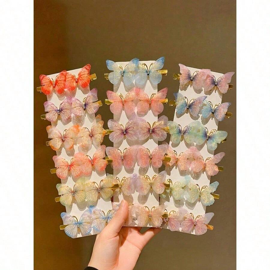 18pcs/Set Dreamy Fairy Butterfly Hair Clips Combo, Delicate Soft Vibe, One Clip Beautifies, Back-To-School Essential - Suitable For Girls And Women, Daily Outing, Dates, Photoshoot, Works For Buns Or Down Hairstyles, Easy To Set The Mood, Claw Clips, Hair Claws, Hair Slide, Hair Barrettes, School Stuff, Hair Accessories, Head Accessories - 多色-1 - 查看 1