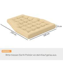 Seat Cushion, 120x100 Cm, Chair Cushion With Backrest, 8 Cm Thick, Water Repellent, Seat Cushion For Rocking Chairs And Hanging Baskets, Beige - Beige - View 4