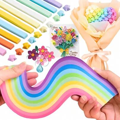 540 ورقة من أوراق النجوم ب- 10 ألوان فاتحة، أعمال يدوية ملونة لنجوم الحظ والزهور، هدايا عيد الأم والأعياد والذكرى السنوية، بطاقات تهنئة وديكور، لوازم تعليمية مدرسية