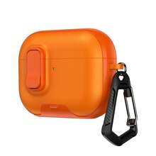 Starfish Leather Texture Clasp Stand Earphone Case, Minimalist New Design Suitable For AirPods 4, Pro, Apple Wireless Bluetooth Pro 2/Pro 3, Anti-Drop Earphone Charging Case, Orange & Black - Multicolor - View 18