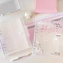 Carpeta de hojas sueltas A5, carpeta de anillas estilo Ins, cuaderno exfoliante de PP, cubierta de núcleo interno, cuaderno de notas, diario, planificador de oficina B4LW - 50P 4 cuadrículas - Ver 4