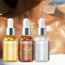 Hllozzi 30毫升/3支装天然美黑精华液 - 银色、古铜色和金色可选。蕴含透明质酸和芦荟的身体美黑精华液，富含维生素C和椰子油，滋养肌肤，打造健康自然的古铜肤色。 - 彩色 - 查看 2