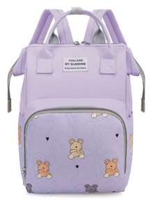 Oaoleer 1pc Multi Functional Travel Diaper Backpack Maternity Baby Diaper Changing Bag Large Capacity Waterproof Oxford Cloth Diaper Bag Backpack With Practical Pockets Stroller Compatible Cute Cartoon Design Ideal Mother's Day Gifts New Mom Gifts - Multicolor - View 13