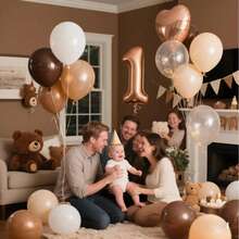 30 Stücke/Set braune & weiße Luftballons, inklusive kaffeebraun, vintage, vintage sandweiß, perlweiß und klare Luftballons, geeignet für Geburtstag, Hochzeit, Valentinstag, Weihnachten, Neujahr, Eröffnungszeremonie, Heimdekoration, Luftballondekoration, Luftballonparty, Fotografie-Requisiten, Fotobox-Hintergrund, Stillleben-Dekoration - Übersicht 5