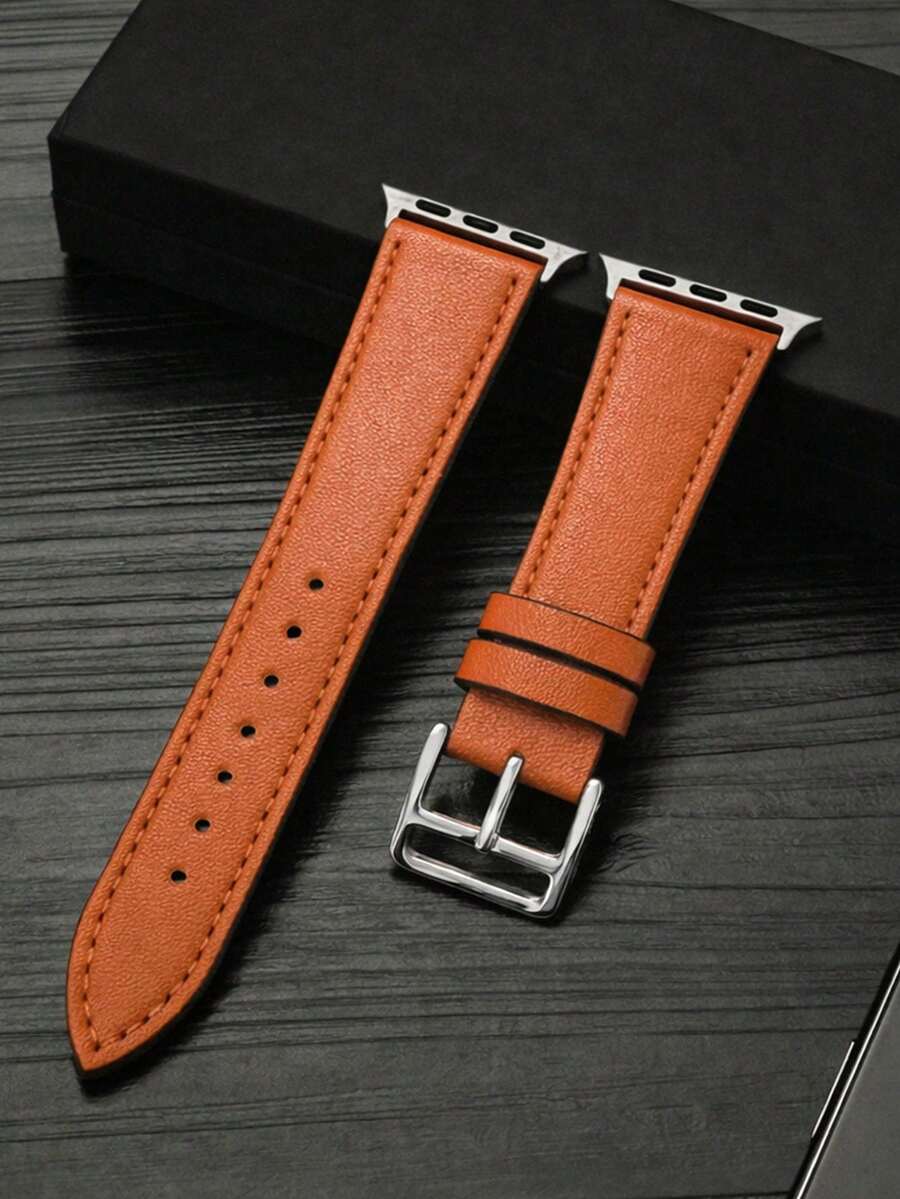 1件裝男士極簡運動手錶錶帶,適用於 38mm 40mm 41mm 42mm 44mm 45mm 46mm 49mm,相容 Series 11 10 9 8 SE 7 6 5 4 3 2 1 Ultra 3/2/1,替換 PU 皮革錶帶,橘色錶帶配件 - 橘色 - 查看 1