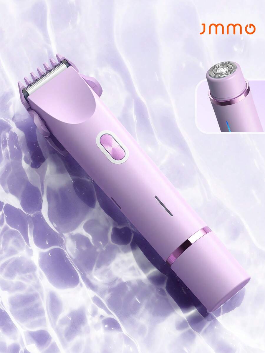 JMMO 二合一女士除毛器/修剪器，絲滑肌膚，防水電動剃毛器，陶瓷刀片，USB快速充電，適用於比基尼線/腋下/腿部，女士禮物，紫色 - 紫色 - 查看 1
