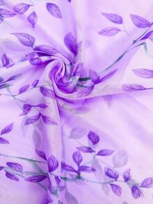 1pc Casual Leaf Pattern Woven Fabric Women's Fashion Printed Scarf, Suitable For Spring, Summer And Autumn - Multicolor - View 2