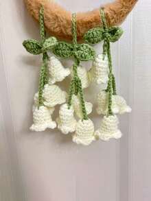 Handcrafted Crochet Lily Flower Pendant - Acrylic Woven Charm For DiY Car Decor Perfect Women's Gift Accessories Interior Car Accessories For Women Winter - 1 cái - Xem 2