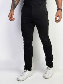 Urban Zone Jeans Men's Slim Fit Casual Twill Pants With Elastane - 黑色 - 查看 7